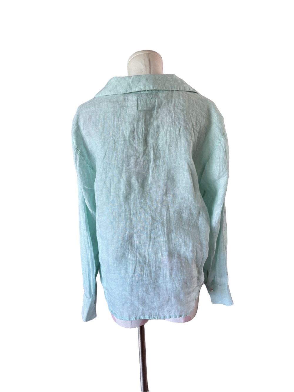 NWT Calypso St. Barth 100% Linen Tunic Top aqua Coastal Resort Shirt Medium - Picture 6 of 7